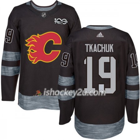 Mænd NHL Calgary Flames Trøje Matthew Tkachuk 19 1917-2017 100th Anniversary Adidas Sort Authentic